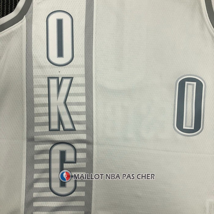 Maillot Oklahoma City Thunder Russell Westbrook NO 0 Ville 2021-22 Blanc